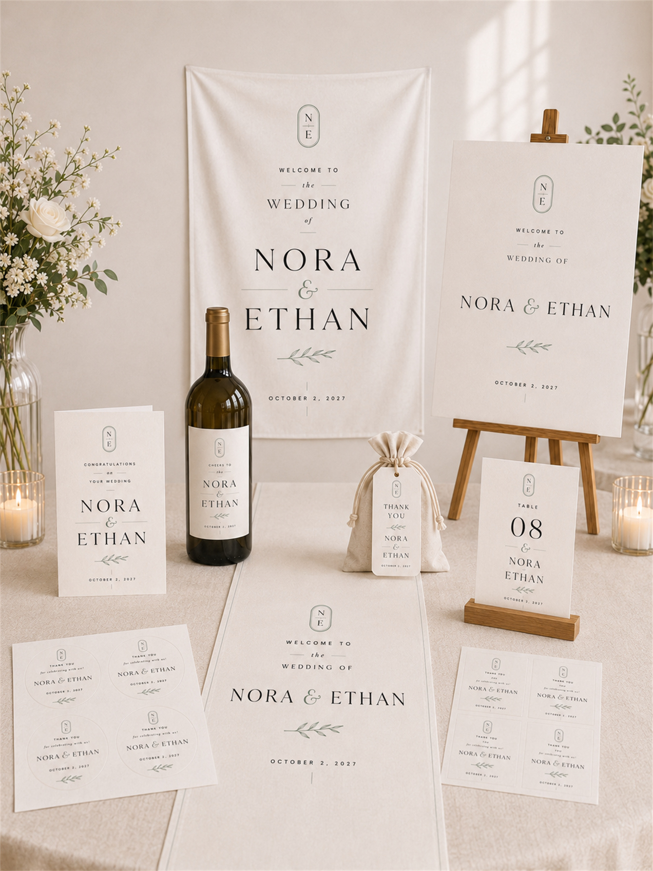 Customized minimalist wedding set - suitable for ceremony and banquet decoration